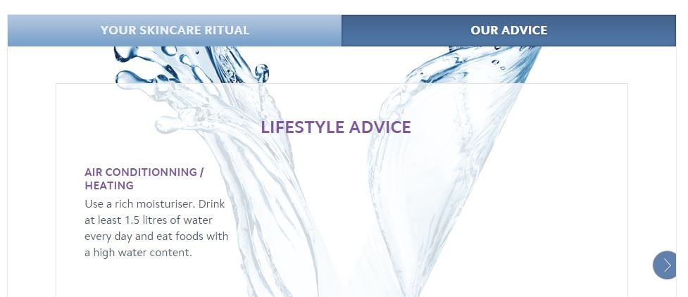 Vichy skin care advisor lifestyle advice