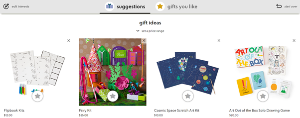 examples of gift finder recommendations